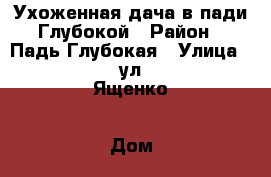 Ухоженная дача в пади Глубокой › Район ­ Падь Глубокая › Улица ­ ул.Ященко › Дом ­ 1 › Общая площадь дома ­ 54 › Площадь участка ­ 8 › Цена ­ 7 000 000 - Забайкальский край, Читинский р-н, Атамановка пгт Недвижимость » Дома, коттеджи, дачи продажа   